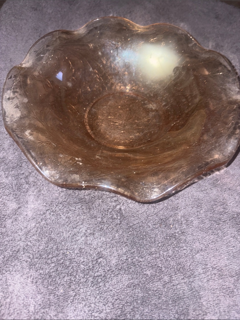 Smoked Glass Scalloped Serving Bowl - Unbranded
